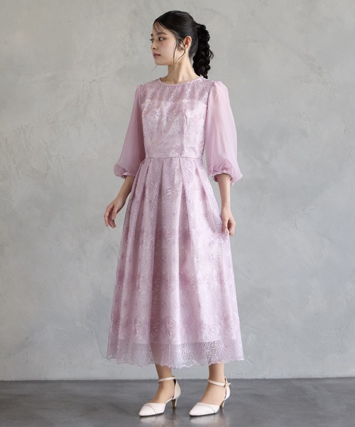AIMER(エメ)の「オーガンジーフラワー刺繍ボリュームスリーブパーティードレス 結婚式 お呼ばれ ドレス 20代 30代(ドレス・レディース・ピンク/ラベンダー/スモーキーグリーン系・SMALL/MEDIUM)」の8枚目の写真