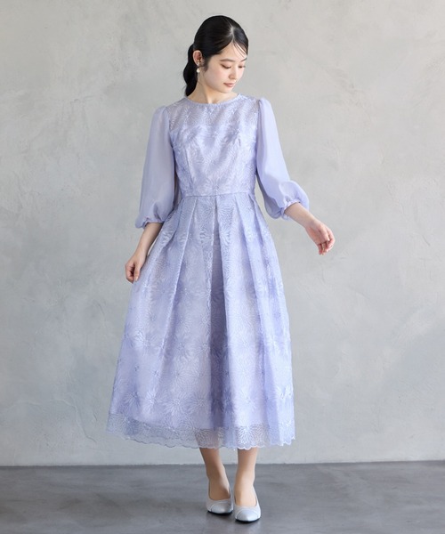 AIMER(エメ)の「オーガンジーフラワー刺繍ボリュームスリーブパーティードレス 結婚式 お呼ばれ ドレス 20代 30代(ドレス・レディース・ピンク/ラベンダー/スモーキーグリーン系・SMALL/MEDIUM)」の7枚目の写真