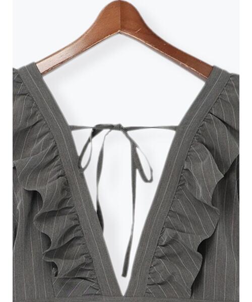 Te chichi TERRASSE（テチチテラス）の「フリルサロペット（サロペット/オーバーオール・レディース・チャコールグレー/ブラック/モカ・F）」の18枚目の写真