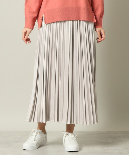 ITS'DEMO（イッツデモ）の「◆【ウエストゴム／手洗い可】フェイクスエードプリーツスカート（スカート・レディース・ナチュラル/ブルー/ライトグレー/ダークブラウン/マスタード/ピンク/ライトベージュ・00）」の7枚目の写真