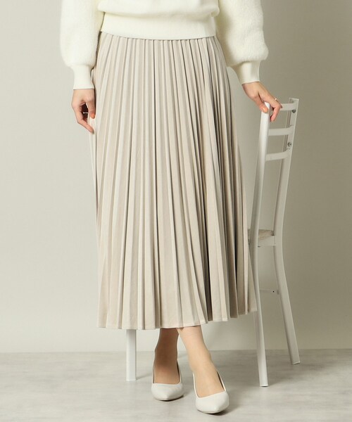 ITS'DEMO（イッツデモ）の「◆【ウエストゴム／手洗い可】フェイクスエードプリーツスカート（スカート・レディース・ナチュラル/ブルー/ライトグレー/ダークブラウン/マスタード/ピンク/ライトベージュ・00）」の5枚目の写真