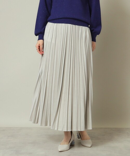 ITS'DEMO（イッツデモ）の「◆【ウエストゴム／手洗い可】フェイクスエードプリーツスカート（スカート・レディース・ナチュラル/ブルー/ライトグレー/ダークブラウン/マスタード/ピンク/ライトベージュ・00）」の2枚目の写真