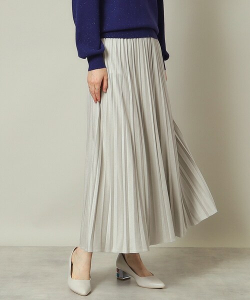 ITS'DEMO（イッツデモ）の「◆【ウエストゴム／手洗い可】フェイクスエードプリーツスカート（スカート・レディース・ナチュラル/ブルー/ライトグレー/ダークブラウン/マスタード/ピンク/ライトベージュ・00）」の8枚目の写真