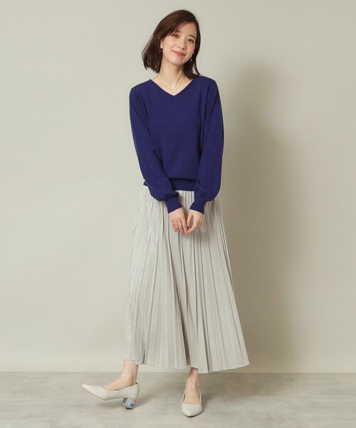 ITS'DEMO（イッツデモ）の「◆【ウエストゴム／手洗い可】フェイクスエードプリーツスカート（スカート・レディース・ナチュラル/ブルー/ライトグレー/ダークブラウン/マスタード/ピンク/ライトベージュ・00）」の9枚目の写真