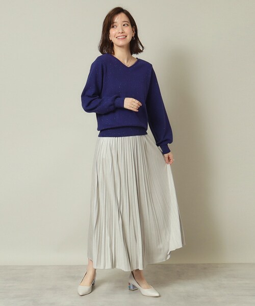 ITS'DEMO（イッツデモ）の「◆【ウエストゴム／手洗い可】フェイクスエードプリーツスカート（スカート・レディース・ナチュラル/ブルー/ライトグレー/ダークブラウン/マスタード/ピンク/ライトベージュ・00）」の10枚目の写真