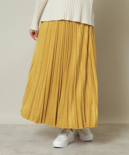 ITS'DEMO（イッツデモ）の「◆【ウエストゴム／手洗い可】フェイクスエードプリーツスカート（スカート・レディース・ナチュラル/ブルー/ライトグレー/ダークブラウン/マスタード/ピンク/ライトベージュ・00）」の12枚目の写真