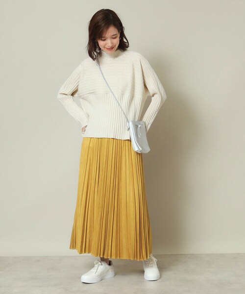 ITS'DEMO（イッツデモ）の「◆【ウエストゴム／手洗い可】フェイクスエードプリーツスカート（スカート・レディース・ナチュラル/ブルー/ライトグレー/ダークブラウン/マスタード/ピンク/ライトベージュ・00）」の13枚目の写真