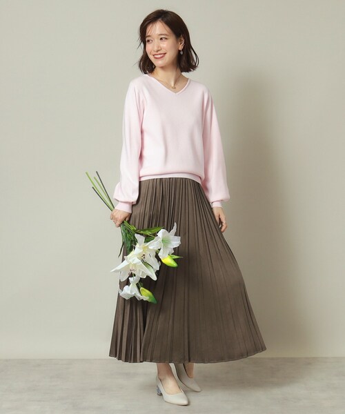 ITS'DEMO（イッツデモ）の「◆【ウエストゴム／手洗い可】フェイクスエードプリーツスカート（スカート・レディース・ナチュラル/ブルー/ライトグレー/ダークブラウン/マスタード/ピンク/ライトベージュ・00）」の17枚目の写真