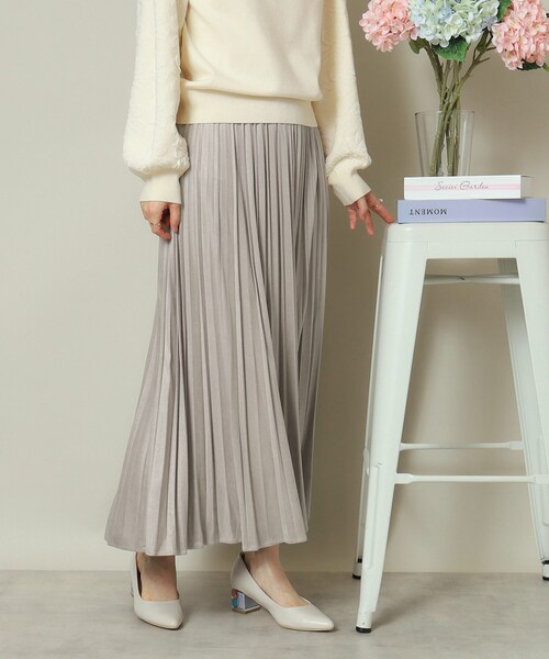 ITS'DEMO（イッツデモ）の「◆【ウエストゴム／手洗い可】フェイクスエードプリーツスカート（スカート・レディース・ナチュラル/ブルー/ライトグレー/ダークブラウン/マスタード/ピンク/ライトベージュ・00）」の20枚目の写真