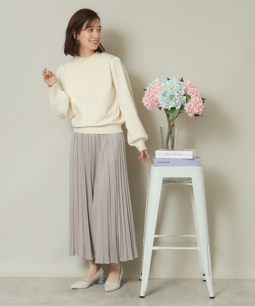 ITS'DEMO（イッツデモ）の「◆【ウエストゴム／手洗い可】フェイクスエードプリーツスカート（スカート・レディース・ナチュラル/ブルー/ライトグレー/ダークブラウン/マスタード/ピンク/ライトベージュ・00）」の22枚目の写真