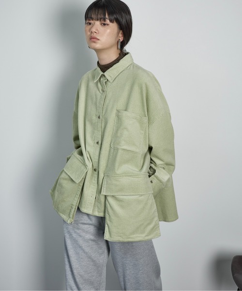 セール】ルーズフィットダブルポケットコーデュロイシャツ（シャツ