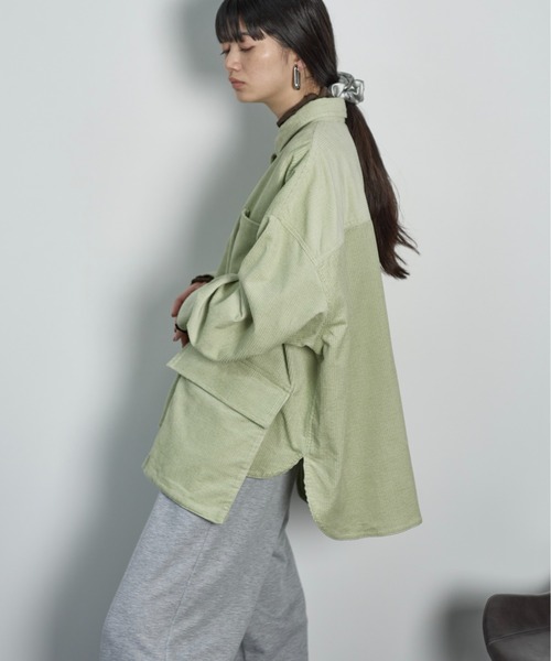 STONE  コーデュロイシャツ オリーブグリーン STONE コーデュロイシャツ オリーブグリーン STONE コーデュロイシャツ