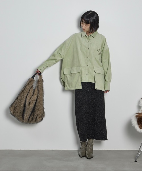 セール】ルーズフィットダブルポケットコーデュロイシャツ（シャツ