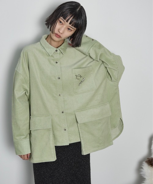 セール】ルーズフィットダブルポケットコーデュロイシャツ（シャツ