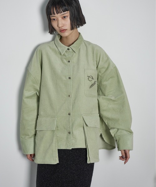 セール】ルーズフィットダブルポケットコーデュロイシャツ（シャツ