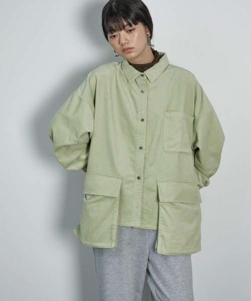 セール】ルーズフィットダブルポケットコーデュロイシャツ（シャツ