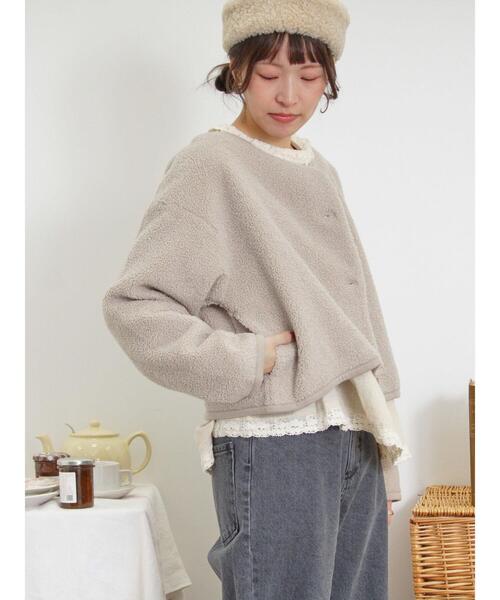 Samansa Mos2（サマンサ モスモス）の「カットボアショートジャケット（ブルゾン・レディース・ベージュ/ブラウン/ブラック・F）」の19枚目の写真