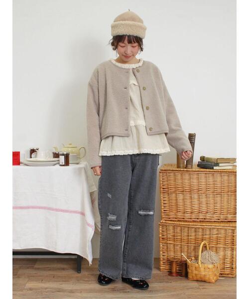 Samansa Mos2（サマンサ モスモス）の「カットボアショートジャケット（ブルゾン・レディース・ベージュ/ブラウン/ブラック・F）」の20枚目の写真