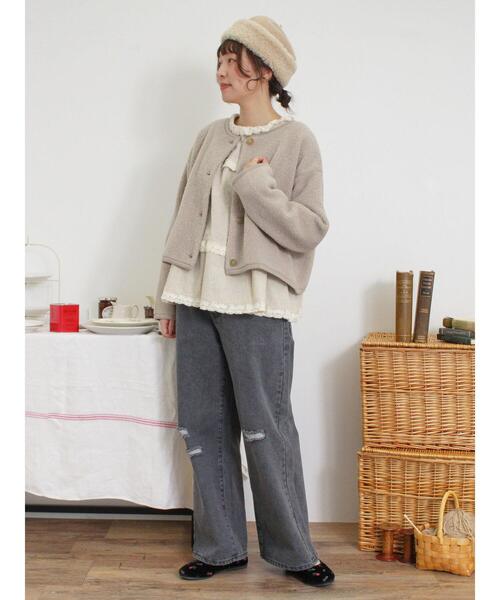 Samansa Mos2（サマンサ モスモス）の「カットボアショートジャケット（ブルゾン・レディース・ベージュ/ブラウン/ブラック・F）」の21枚目の写真