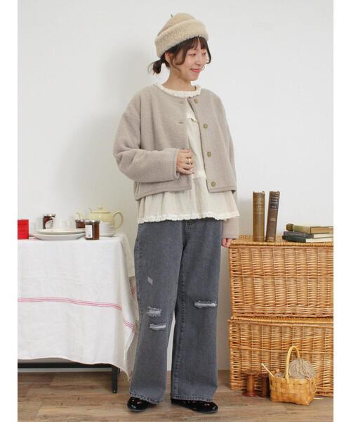 Samansa Mos2（サマンサ モスモス）の「カットボアショートジャケット（ブルゾン・レディース・ベージュ/ブラウン/ブラック・F）」の22枚目の写真