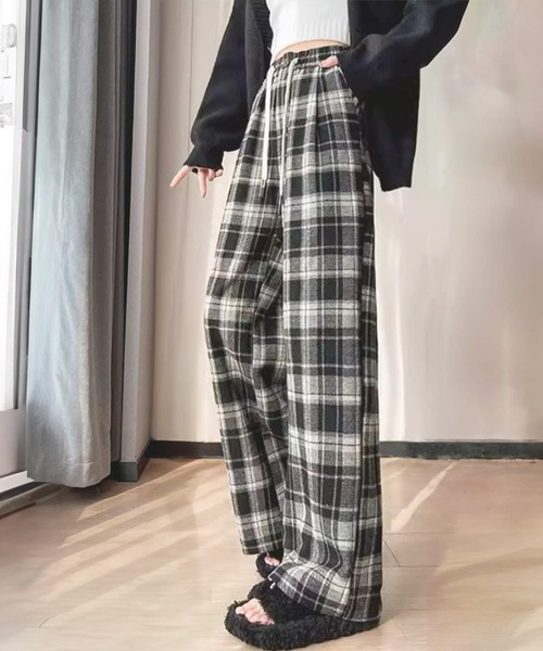 Amulet(アミュレット)の「チェック柄ワイドパンツ(その他パンツ・レディース・ブラウン/ブラック・L/M)」の1枚目の写真