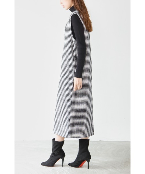 M.deux（エムドゥ）の「［千鳥柄ジャンスカ］（ジャンパースカート・レディース・ブラック/グレー・MEDIUM）」の4枚目の写真