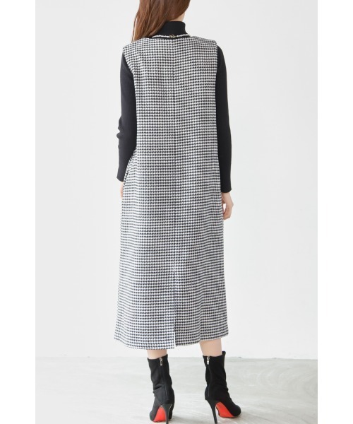 M.deux（エムドゥ）の「［千鳥柄ジャンスカ］（ジャンパースカート・レディース・ブラック/グレー・MEDIUM）」の5枚目の写真