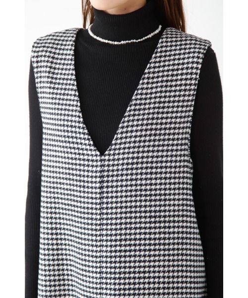 M.deux（エムドゥ）の「［千鳥柄ジャンスカ］（ジャンパースカート・レディース・ブラック/グレー・MEDIUM）」の6枚目の写真