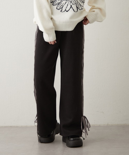 APPORTE PAR LES MARCHES（アポルテパーレマルシェ）の「脇ラインリボン裏起毛パンツ（スウェットパンツ・レディース・ブラック/ブラウン/トップグレー・FREE）」の17枚目の写真