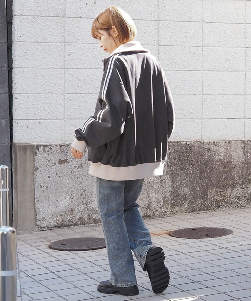 tiptop(ティップトップ)の「【丈が選べる2サイズ】スエポントラックジャケット(スウェット・レディース・ホワイト系その他/アイボリー/グレー系その他/チャコールグレー・SHORT/LONG)」の12枚目の写真