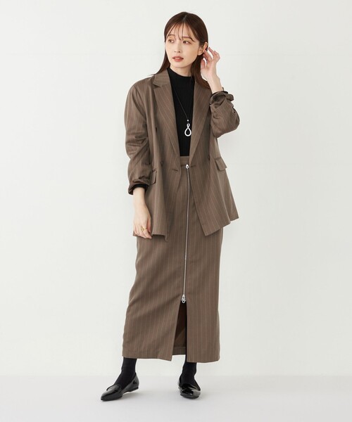 SHIPS Colors(シップス カラーズ)の「SHIPS Colors:〈手洗い可能〉ストライプ ジップ タイトスカート ブラウン◇(スカート・レディース・ブラウン・SMALL/MEDIUM)」の20枚目の写真