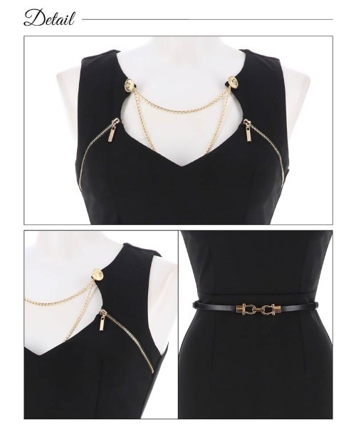 【AREA】チェーンディテール付きミニドレス SALE!セットアップチェックミニドレス/ゴールドチェーン/2