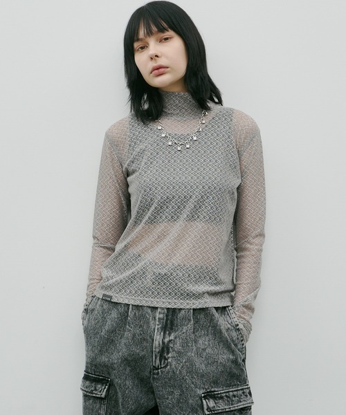 AIVER（アイバー）の「AIVER　レースハイネックFSプルオーバー（Tシャツ/カットソー・レディース・レッド/シルバーグレー/ブルー/ブラック・LARGE/MEDIUM/SMALL）」の3枚目の写真