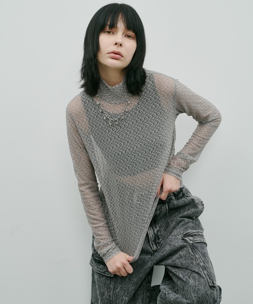 AIVER（アイバー）の「AIVER　レースハイネックFSプルオーバー（Tシャツ/カットソー・レディース・レッド/シルバーグレー/ブルー/ブラック・LARGE/MEDIUM/SMALL）」の19枚目の写真