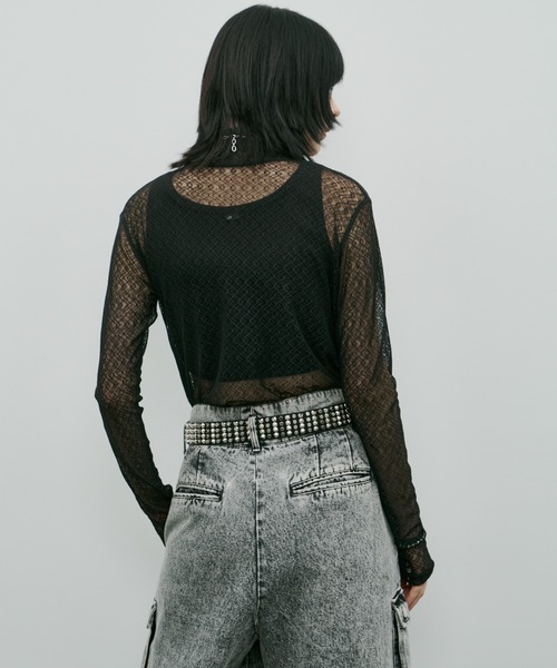 AIVER（アイバー）の「AIVER　レースハイネックFSプルオーバー（Tシャツ/カットソー・レディース・レッド/シルバーグレー/ブルー/ブラック・LARGE/MEDIUM/SMALL）」の6枚目の写真