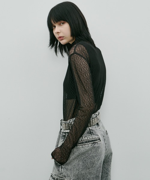 AIVER（アイバー）の「AIVER　レースハイネックFSプルオーバー（Tシャツ/カットソー・レディース・レッド/シルバーグレー/ブルー/ブラック・LARGE/MEDIUM/SMALL）」の7枚目の写真