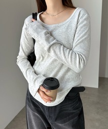 andme（アンドミー）の「テレコリブ2way袖ボタントップス（Tシャツ/カットソー）」