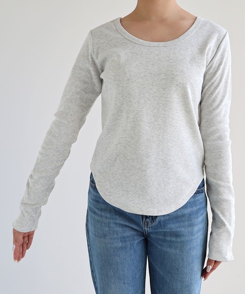 andme(アンドミー)の「【新色追加】テレコリブ2way袖ボタントップス(Tシャツ/カットソー・レディース・キナリ/オートミール/チャコールグレー/ブラック/ブラウン・FREE)」の20枚目の写真