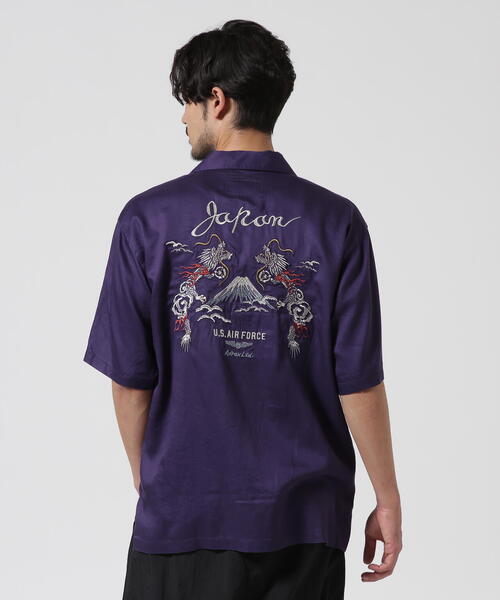 AVIREX(アヴィレックス)の「DOUBLE DRAGON SOUVENIR SHIRT / ダブルドラゴン スーベニア 半袖シャツ / AVIREX / アヴィレックス(シャツ/ブラウス・メンズ・ブルー/ブラック/パープル・XX-LARGE/X-LARGE/LARGE/MEDIUM)」の8枚目の写真