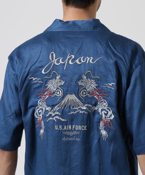【AVIREX 】刺繍 ダブルドラゴン スーベニア 半袖シャツ　2XL AVIREX アヴィレックス ダブルドラゴン スーベニア 半袖シャツ 刺繍