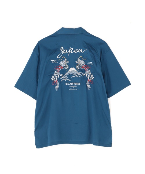 AVIREX(アヴィレックス)の「DOUBLE DRAGON SOUVENIR SHIRT / ダブルドラゴン スーベニア 半袖シャツ / AVIREX / アヴィレックス(シャツ/ブラウス・メンズ・ブルー/ブラック/パープル・XX-LARGE/X-LARGE/LARGE/MEDIUM)」の3枚目の写真