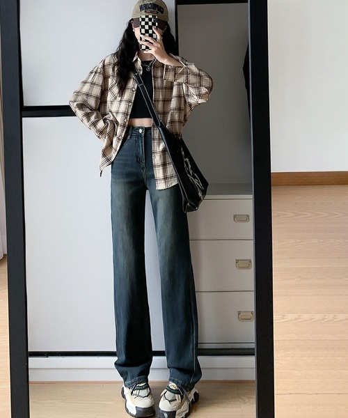 blackdia ocean(ブラックダイヤオーシャン)の「blackdia ocean ワイドストレートデニムパンツ(デニムパンツ・レディース・ダークグレー/ブラック/ライトインディゴブルー/ダークインディゴブルー・X-SMALL/LARGE/MEDIUM/SMALL)」の10枚目の写真