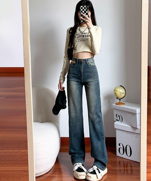 blackdia ocean(ブラックダイヤオーシャン)の「blackdia ocean ワイドストレートデニムパンツ(デニムパンツ・レディース・ダークグレー/ブラック/ライトインディゴブルー/ダークインディゴブルー・X-SMALL/LARGE/MEDIUM/SMALL)」の13枚目の写真