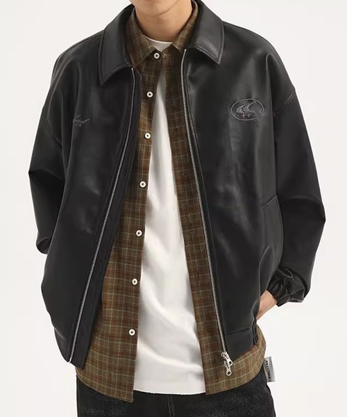 【セール】ストリート Y2Kデザイン PU レザーブルゾン（ブルゾン）｜wilful（ウルフル）