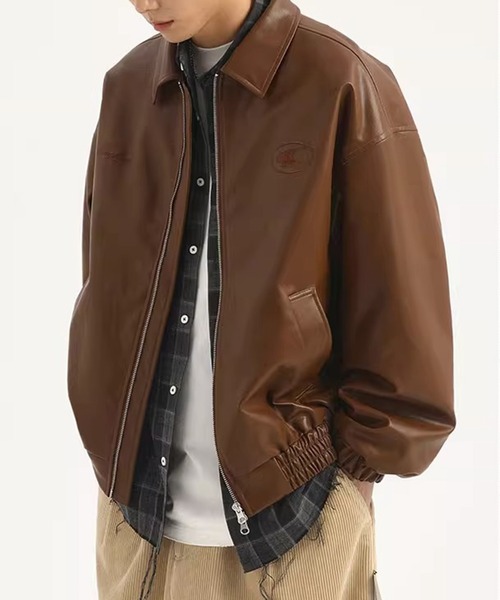 【セール】ストリート Y2Kデザイン PU レザーブルゾン（ブルゾン）｜wilful（ウルフル）