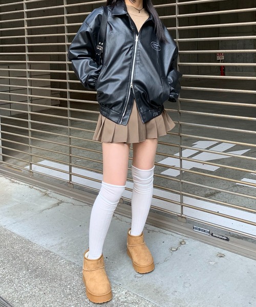 【セール】ストリート Y2Kデザイン PU レザーブルゾン（ブルゾン）｜wilful（ウルフル）