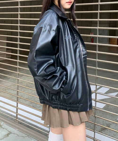 【セール】ストリート Y2Kデザイン PU レザーブルゾン（ブルゾン）｜wilful（ウルフル）