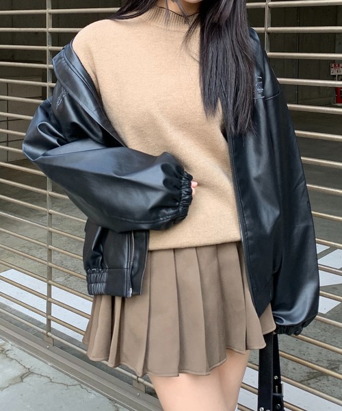 【セール】ストリート Y2Kデザイン PU レザーブルゾン（ブルゾン）｜wilful（ウルフル）