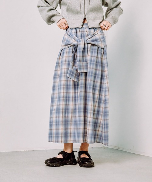LEPSIM（レプシィム）の「デザインチェックスカート　241961（スカート・レディース・ライトグリーン/ネイビー/ブルー・FREE）」の3枚目の写真