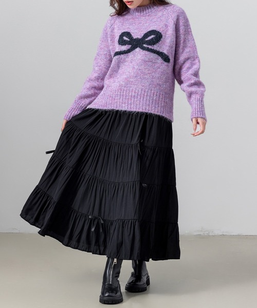 DAY CLOSET(デイ クローゼット)の「【ロング丈/透け防止のペチコート付き】バレエコアルックリボンティアードスカート レディース(スカート・レディース・ホワイト/ブラック・FREE)」の14枚目の写真